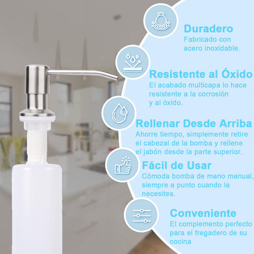 Bomba Dispensador Acero Inox Jabón Lavaplato 500ml - Norplat