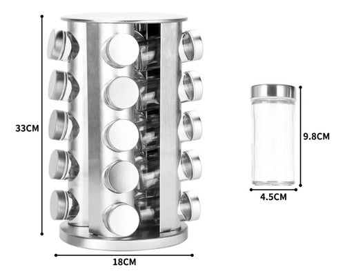 Condimenteros Especiero Giratorio Cocina 20 Frascos - Cukin Plateado