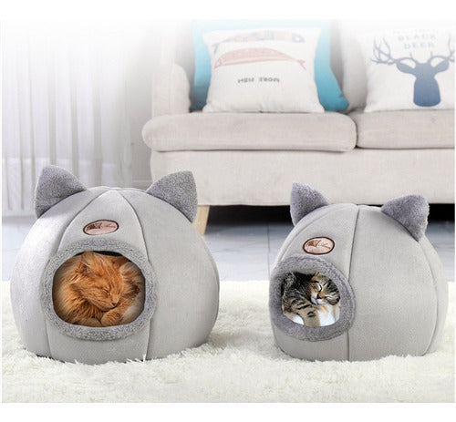 Casa Cama Plush Iglu Nido De Gatos Y Perros Xl Grande - Wuf Gris Iglú