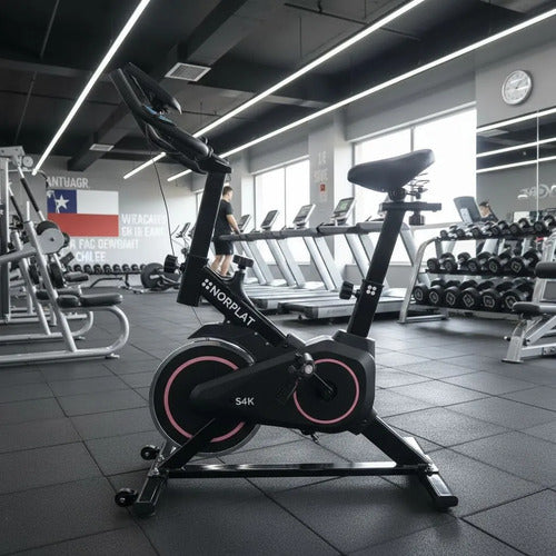 Bicicleta Estatica Norplat S4k Spinning Fitness Volante 4kg Rosa Y Negro
