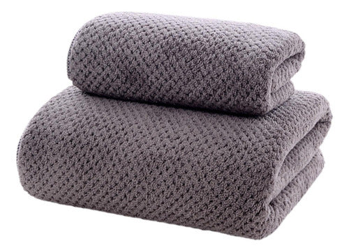 3 Toallas Baño Microfibra Alta Calidad Secado Rápido Norplat Gris Lisa