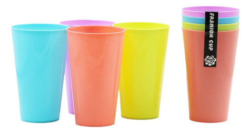 Pack 20 Vasos Plasticos Reutilizables Colores Fluor Norplat Rojo
