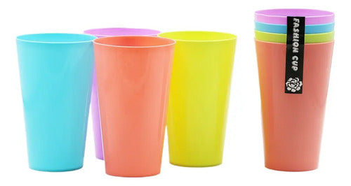 Pack 20 Vasos Plasticos Reutilizables Colores Fluor Norplat Rojo
