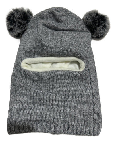 Gorro Con Cuello Bebés 6m A 2 Años Invierno Abrigado Norplat Gris Talle Unico Geométrico