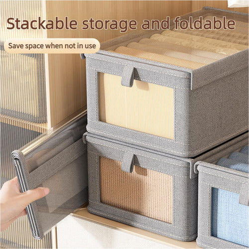 Set De 6 Cajas Organizadoras Plegables Closet Ropa Gris Oscuro Ventana