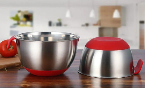 Bowl Acero Inoxidable Antideslizante Repostería - Norplat - Rojo