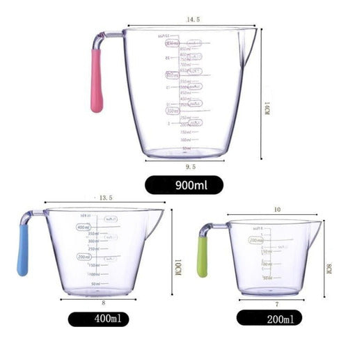 Set 3 Tazas Medidoras Vasos Medidores Jarra De Medir Taza 