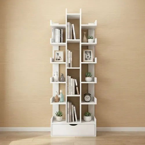 Estante Librero Norplat Madera - Estantería Niveles Y Cajón Blanco
