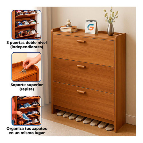 Zapatero Recibidor Mueble Para Zapatos Organizador - Norplat Marrón