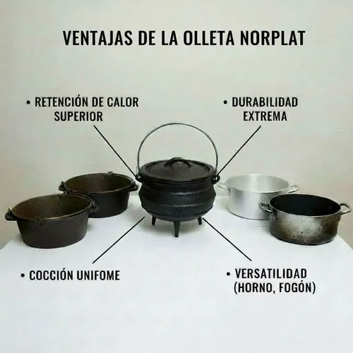 Olleta Olla Hierro Fierro Fundido 1.7 Litros + Tapa Norplat Negro