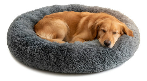 Cama Mascotas Perros Grandes Antiestres 90cm Talla Xxl - Wuf Gris Oscuro