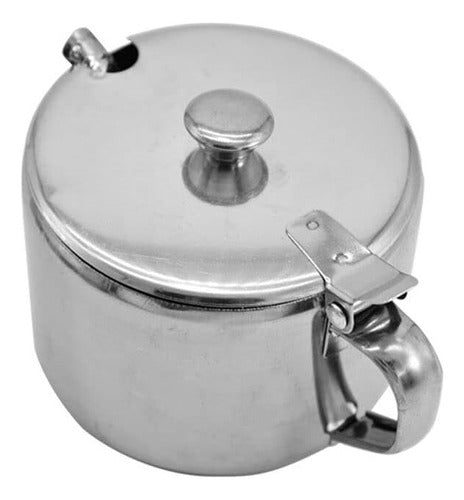 Norplat Azucarero Acero Inoxidable Con Tapa Y Cucharilla Plateado