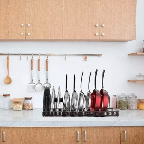 Organizador De Tapas Ollas Sartén Expansible Cocina Norplat Negro
