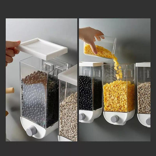 Dispensador Cereal Grano Dulce Frutos Secos Pared 1l Norplat Blanco