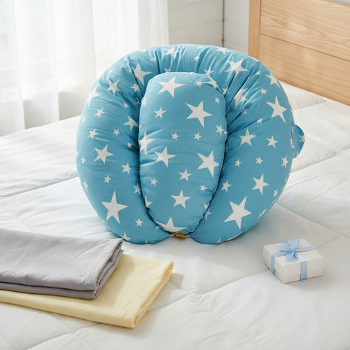 Cojín Maternal Almohada Materindad Lactancia 100% Algodón - Azul