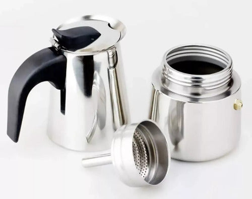 Cafetera Italiana 450ml Espresso 9 Tazas Acero Inoxidable Plateado