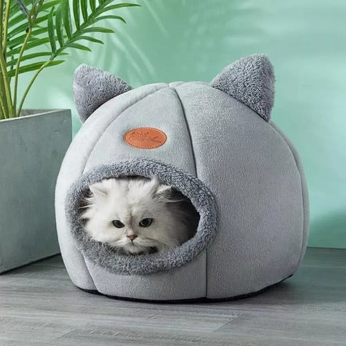 Casa Cama Plush Iglu Nido De Gatos Y Perros Xl Grande - Wuf Gris Iglú