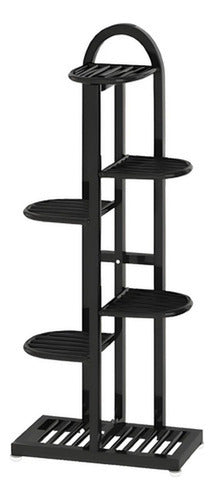 Porta Macetero Norplat 7 Macetas Estante Atril Planta Metal Negro Lisa