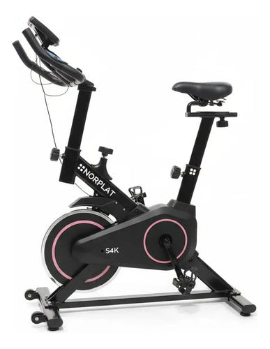 Bicicleta Estatica Norplat S4k Spinning Fitness Volante 4kg Rosa Y Negro