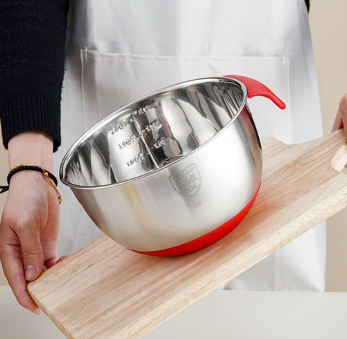 Bowl Acero Inoxidable Antideslizante Repostería - Norplat - Rojo