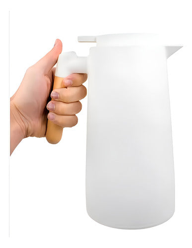 Jarra Termica Norplat 1 Litro Vidrio Aislante Calor Frio Blanco