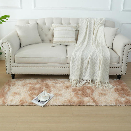 Alfombra Bajada De Cama Peluda 160x60cm 3cm Suave - Norplat Beige Camel Liso