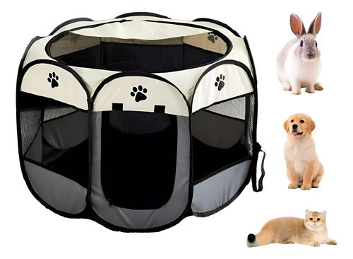 Corral Para Mascotas Talla Xl Jaula De Perros Gatos Conejos Bicolor Blanco Gris