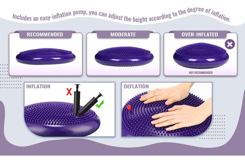 Disco De Balance Y Equilibrio Mini Bosu Erizo Yoga - Norplat Púrpura