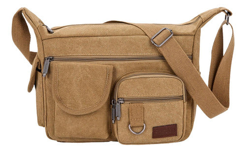 Bandolera Maletin Hombre Grande Capacidad Bolsillos Norplat Marrón Claro