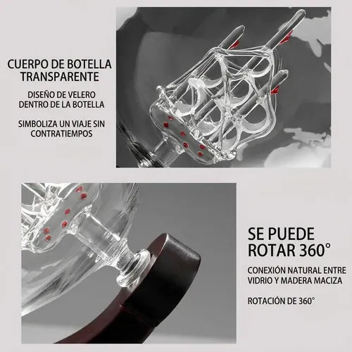 Decantador Whisky Norplat Diseño Mundo Vino Tequil Gin Vodka Transparente