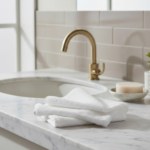 4 Toallas Mano Algodon Peluqueria Hotel Spa 35x75cm Norplat Blanco Lisa