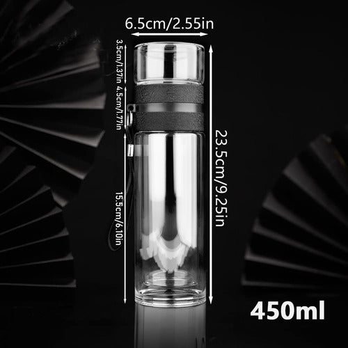 Botella Infusor Vidrio Borosilicato Infusión Separado De Té Negro
