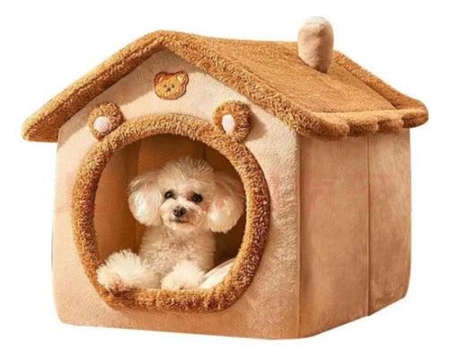 Cama Casa Iglu Felpa Suave Invierno Gatos Perros L - Norplat Marrón Claro Conejito