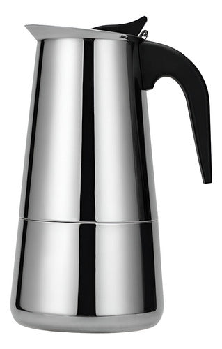 Cafetera Italiana 450ml Espresso 9 Tazas Acero Inoxidable Plateado