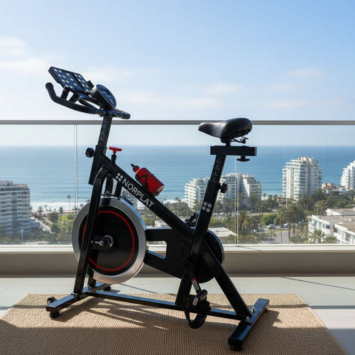 Bicicleta Estatica Norplat S10k Spinning Fija Fitness 10kg Negro