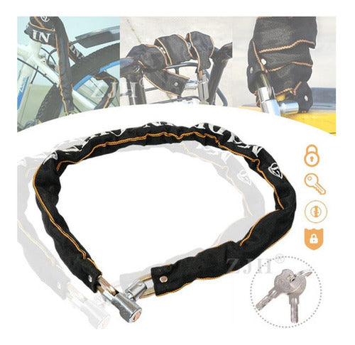 Candado Bicicleta Con Cadena Acero Cobertor Textil Norplat Negro