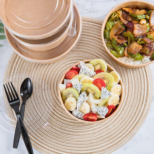 Pack 20 Bowl Kraft Ensalada - Polipapel 1000 Cc - Norplat Marrón
