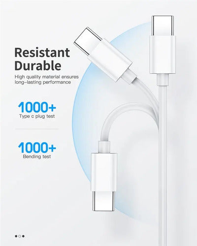 Cable Tipo C A C - Usb C Usbc - Carga Rápida 60w - Norplat Blanco