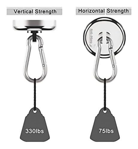 Ganchos Magnéticos Para 40 Kg Con Imán Neodimio Y Mosquetón