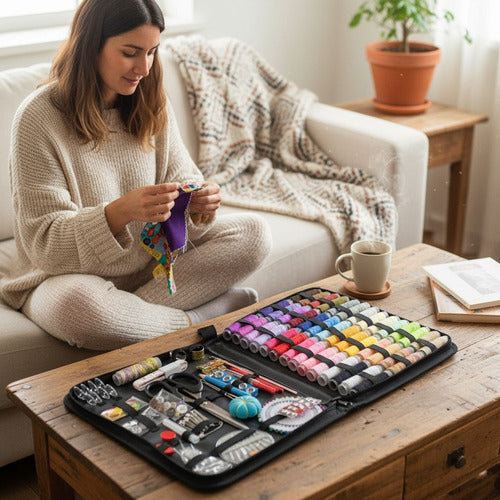 Set Costura Costurero Bordado Con Estuche 200pcs - Norplat Multicolor