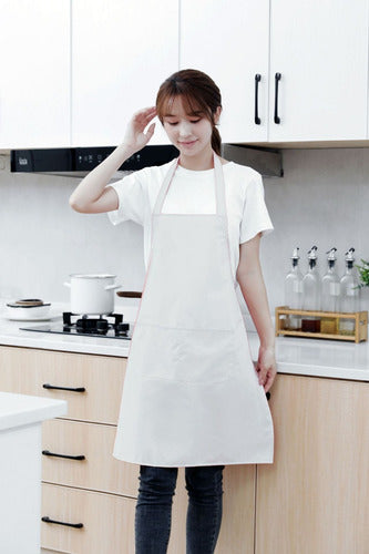 Pechera De Cocina Delantal Garzon Estilista Unisex Blanco Liso