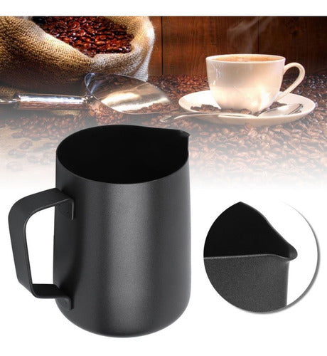 Jarra Para Texturizar Leche 350ml Espuma Latte Barista Cukin Negro