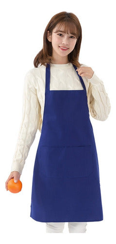 Pechera De Cocina Delantal Garzon Estilista Unisex Azul Liso