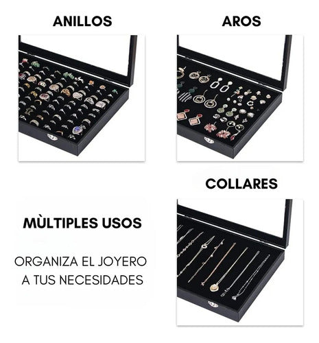 Organizador Exhibidor 100 Anillos Aros Terciopelo - Norplat Negro