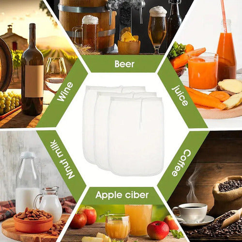 Set 3 Bolsas Para Filtrar Leche Vegetal Malla Fina - Norplat Blanco