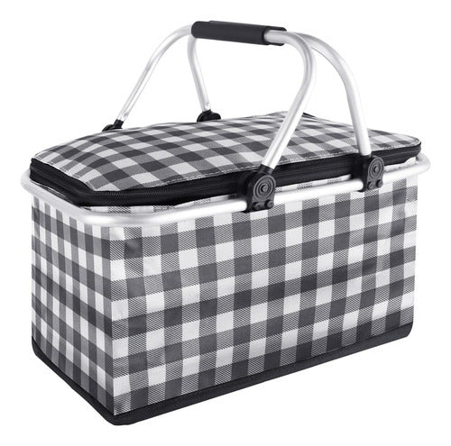 Cesta Bolso Cooler 30 Litros Térmico Plegable - Norplat Blanco Y Negro