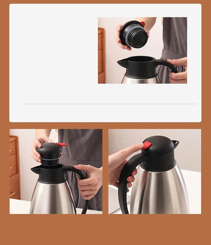 Jarra Térmica Acero Inox 2lts Conserva Caliente Frio - Cukin Plateado