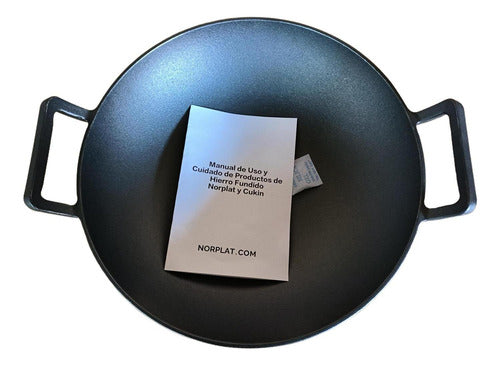 Wok Hierro Fundido 36 X 10 Cm Redondo - Norplat Negro
