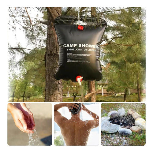 2 Ducha Portatil Recargable Norplat - Ducha Solar Baño 20lts Negro