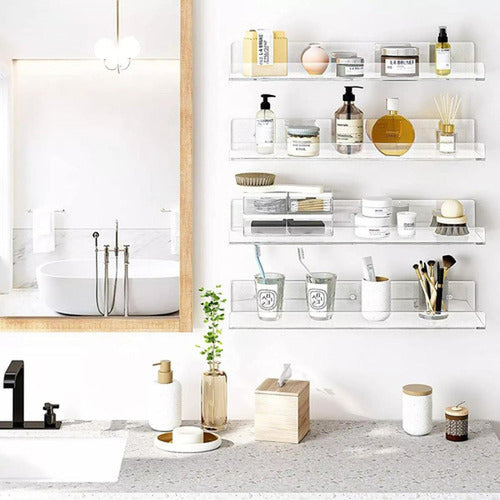 4 Repisas Estantes Flotantes Organizador Ps - Norplat Transparente